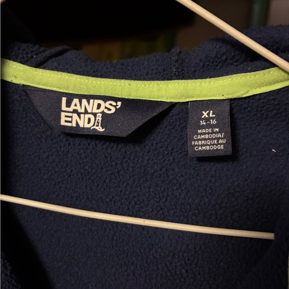 Soft and Warm Lands' End Blue Green Hoodie with Modern Design - Picture 3 of 5